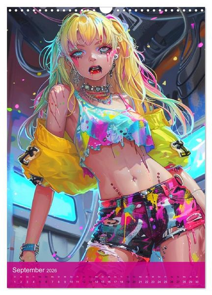 Produktbild: Manga-Comics. Cyberpunk Anime. Science Fiction Girls (Wandkalender 2026 DIN A3 hoch), CALVENDO Monatskalender