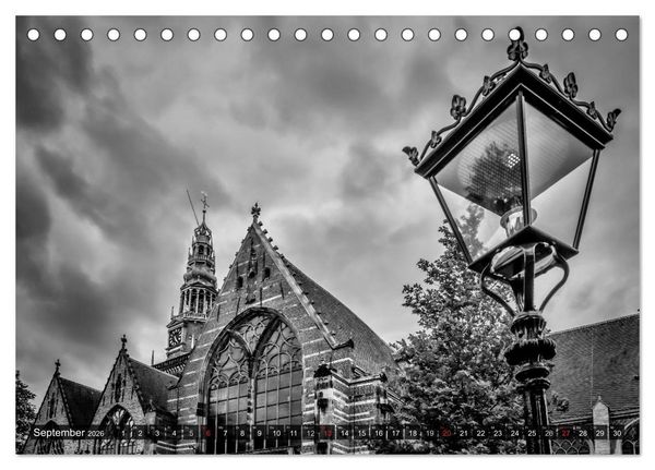Produktbild: AMSTERDAM Stadtherz in Monochrom (Tischkalender 2026 DIN A5 quer), CALVENDO Monatskalender