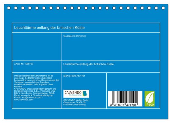 Produktbild: Leuchtt&uuml;rme entlang der britischen K&uuml;ste (Tischkalender 2026 DIN A5 quer), CALVENDO Monatskalender