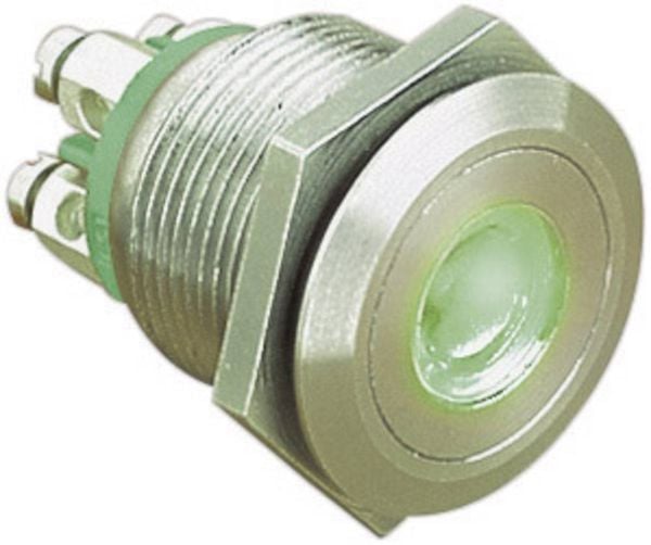 Bulgin MPI001/TERM/GN MPI001/TERM/GN Vandalismusgeschützter Drucktaster 24 V/DC 0.05 A 1 x Aus/(Ein) tastend Grün (Ø x L) 22 mm x 31 mm IP66 1 St.