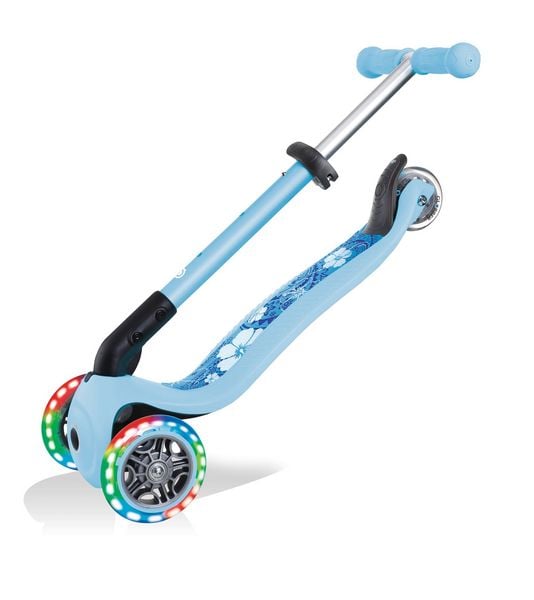 Produktbild: GLOBBER JUNIOR FOLDABLE FANTASY LIGHTS pastellblau-Flowers, mit Leuchtrollen