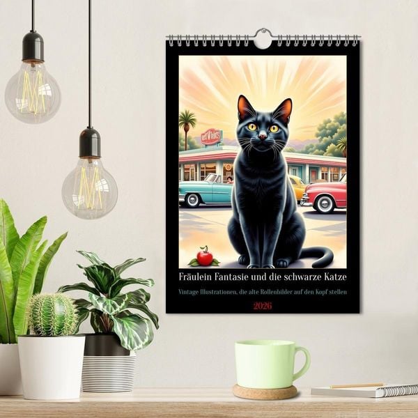 Produktbild: Fr&auml;ulein Fantasie und die schwarze Katze (Wandkalender 2026 DIN A4 hoch), CALVENDO Monatskalender