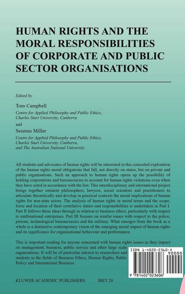 Produktbild: Human Rights and the Moral Responsibilities of Corporate and Public Sector Organisations