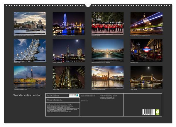 Produktbild: Wundervolles London (Wandkalender 2026 DIN A2 quer), CALVENDO Monatskalender