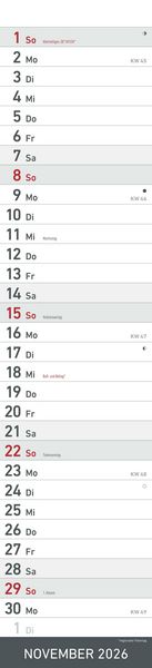 Produktbild: Streifenplaner SCHWARZ 2026 - Streifenkalender - Wandplaner - Küchen-Kalender - 11,3x49,5