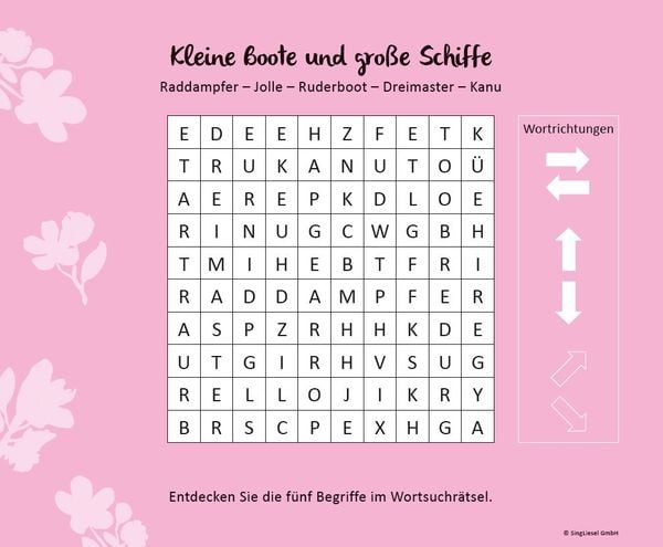 Produktbild: Wortsuchr&auml;tsel f&uuml;r Senioren mit vertrauten Begriffen. R&auml;tselspa&szlig;, Besch&auml;ftigung und Ged&auml;chtnistraining f&uuml;r Senioren. Auch mit Demenz. Gro&szlig;druck