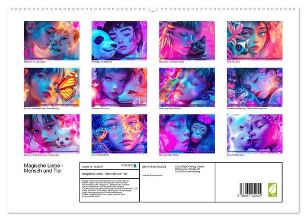 Produktbild: Magische Liebe - Mensch und Tier (hochwertiger Premium Wandkalender 2026 DIN A2 quer), Kunstdruck in Hochglanz