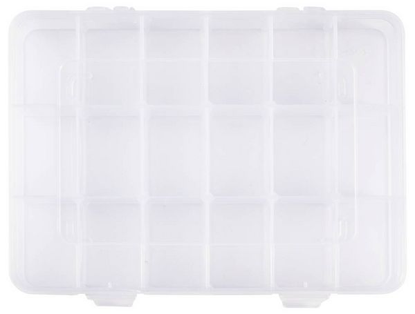 Produktbild: TRU COMPONENTS TC-SG18-012 Sortimentskasten (L x B x H) 200 x 160 x 30 mm Anzahl F&auml;cher: 18 variable Unterteilung Inhalt 1 St.