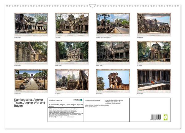 Produktbild: Kambodscha, Angkor Thom, Angkor Wat und Bayon (Wandkalender 2027 DIN A2 quer), CALVENDO Monatskalender
