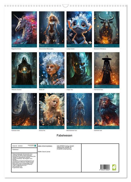 Produktbild: Fabelwesen (Wandkalender 2026 DIN A2 hoch), CALVENDO Monatskalender