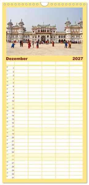 Produktbild: Familienplaner 2027 - Einzigartiges NEPAL mit 5 Spalten (Wandkalender, 21 x 45 cm) CALVENDO