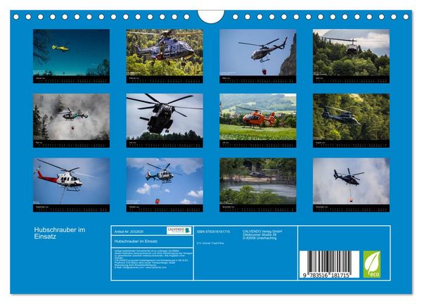 Produktbild: Hubschrauber im Einsatz (Wandkalender 2026 DIN A4 quer), CALVENDO Monatskalender