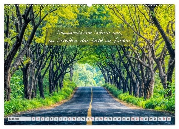 Produktbild: Wege zwischen Asphalt und Himmel - Achtsamkeitskalender mit Weisheiten (hochwertiger Premium Wandkalender 2026 DIN A2 quer), Kunstdruck in Hochglanz