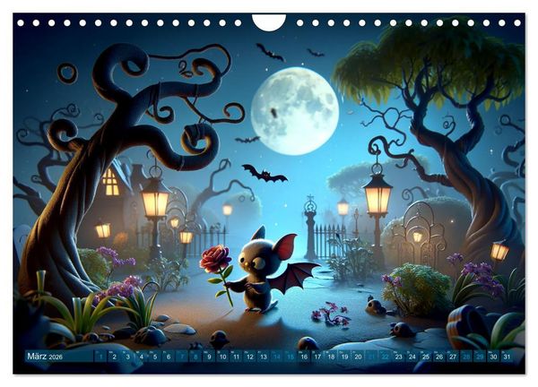 Produktbild: Fl&uuml;gel der Nacht: Abenteuer der kleinen Vampire (Wandkalender 2026 DIN A4 quer), CALVENDO Monatskalender