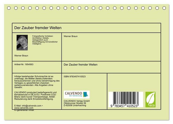 Produktbild: Der Zauber fremder Welten (Tischkalender 2026 DIN A5 quer), CALVENDO Monatskalender