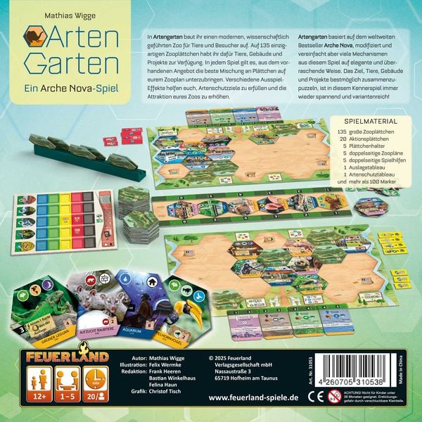 Produktbild: Feuerland FEU31053 - Artengarten, Empfohlen Kennerspiel 2026, Ein Arche Nova Spiel