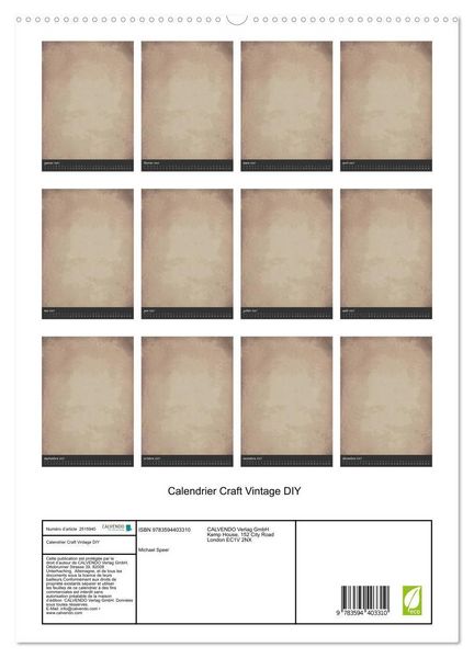 Produktbild: Calendrier Craft Vintage DIY (Calendrier mural haut de gamme 2027 DIN A2 horizontal), CALVENDO calendrier mensuel