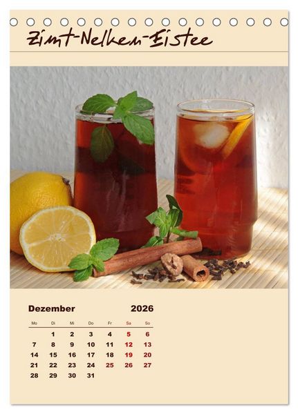 Produktbild: Erfrischender Eistee - Rezeptideen (Tischkalender 2026 DIN A5 hoch), CALVENDO Monatskalender