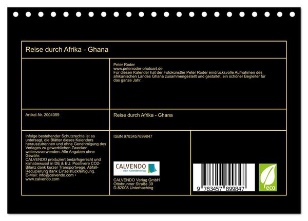 Produktbild: Reise durch Afrika - Ghana (Tischkalender 2026 DIN A5 quer), CALVENDO Monatskalender