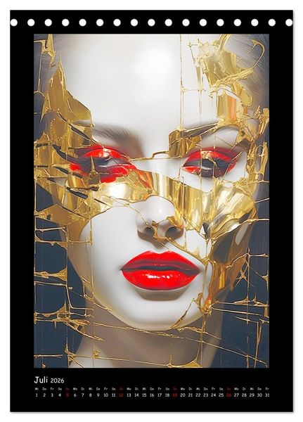 Produktbild: Goldene Portraits. Fusion von Kunst und &Auml;sthetik (Tischkalender 2026 DIN A5 hoch), CALVENDO Monatskalender