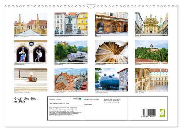 Produktbild: Graz - eine Stadt mit Flair (Wandkalender 2026 DIN A3 quer), CALVENDO Monatskalender