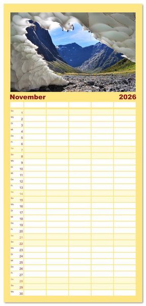 Produktbild: Familienplaner 2026 - Erlebe mit mir das Naturwunder Neuseeland die S&uuml;dinsel mit 5 Spalten (Wandkalender, 21 x 45 cm) CALVENDO