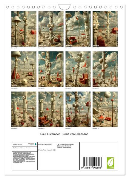 Produktbild: Die Fl&uuml;sternden T&uuml;rme von Ebensand (Wandkalender 2026 DIN A4 hoch), CALVENDO Monatskalender