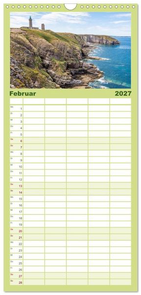 Produktbild: Familienplaner 2027 - Steilk&uuml;sten Europas mit 5 Spalten (Wandkalender, 21 x 45 cm) CALVENDO