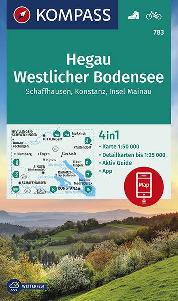 Produktbild: KOMPASS Wanderkarte Hegau Westlicher Bodensee, Schaffhausen, Konstanz, Insel Mainau
