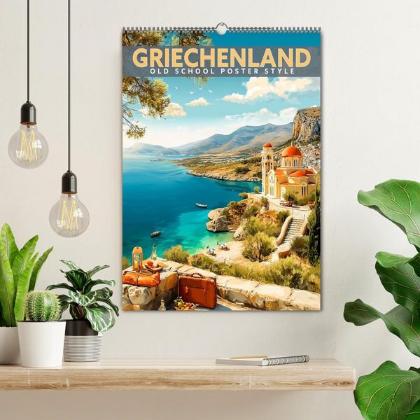 Produktbild: Griechenland - Old School Poster Style (Wandkalender 2027 DIN A2 hoch), CALVENDO Monatskalender
