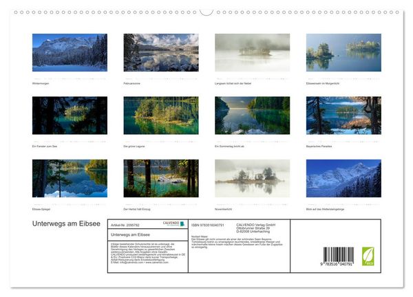 Produktbild: Unterwegs am Eibsee (hochwertiger Premium Wandkalender 2026 DIN A2 quer), Kunstdruck in Hochglanz