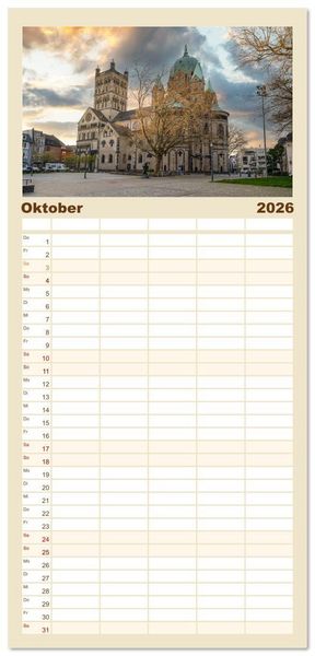 Produktbild: Familienplaner 2026 - Neuss Impressionen mit 5 Spalten (Wandkalender, 21 x 45 cm) CALVENDO