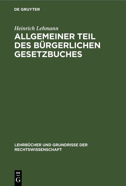 Produktbild: Allgemeiner Teil des B&uuml;rgerlichen Gesetzbuches