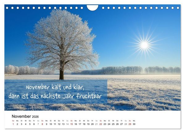 Produktbild: Bauernregeln Kalender - Rhythmus der Jahreszeiten (Wandkalender 2026 DIN A4 quer), CALVENDO Monatskalender