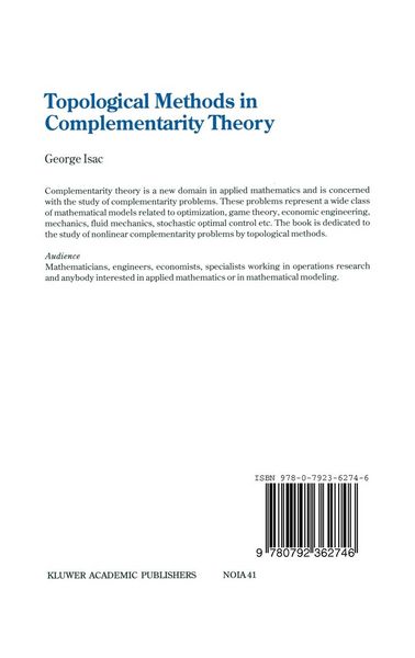Produktbild: Topological Methods in Complementarity Theory