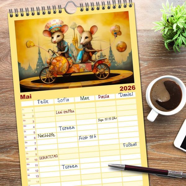 Produktbild: Familienplaner 2026 - Zirkusfantasien - Bezaubernd fremdartig mit 5 Spalten (Wandkalender, 21 x 45 cm) CALVENDO