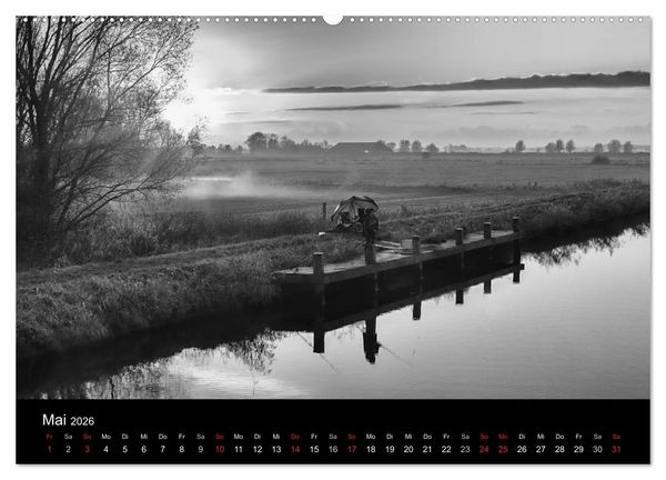 Produktbild: Ost-Friesische Schwarz-Wei&szlig;-Ansichten (Wandkalender 2026 DIN A2 quer), CALVENDO Monatskalender