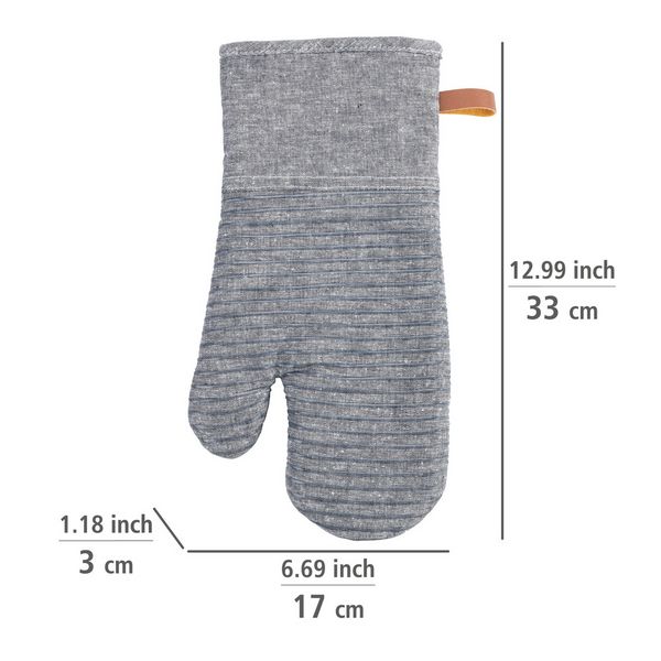 Produktbild: Topfhandschuhe Mod. Ada Stripes Grau, Silikonstreifen f&uuml;r sicheren Griff