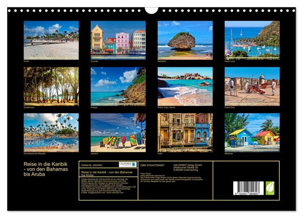 Produktbild: Reise in die Karibik - von den Bahamas bis Aruba (Wandkalender 2026 DIN A3 quer), CALVENDO Monatskalender