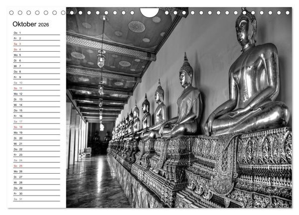 Produktbild: Bangkok Impressionen in Schwarz Wei&szlig; (Wandkalender 2026 DIN A4 quer), CALVENDO Monatskalender