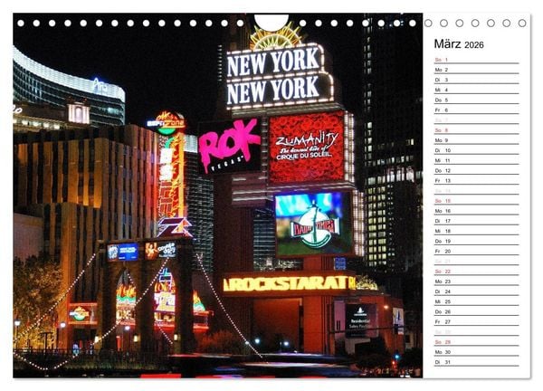 Produktbild: LAS VEGAS - by night (Wandkalender 2026 DIN A4 quer), CALVENDO Monatskalender