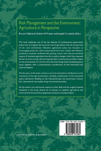 Produktbild: Risk Management and the Environment: Agriculture in Perspective