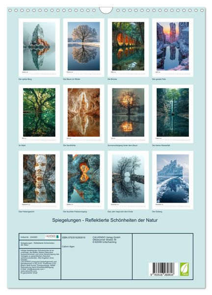 Produktbild: Spiegelungen - Reflektierte Sch&ouml;nheiten der Natur (Wandkalender 2026 DIN A3 hoch), CALVENDO Monatskalender
