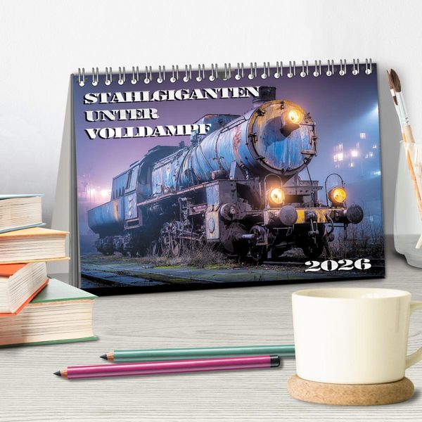 Produktbild: Stahlgiganten unter Dampf (Tischkalender 2026 DIN A5 quer), CALVENDO Monatskalender