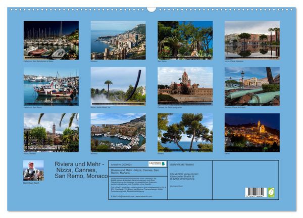 Produktbild: Riviera und Mehr - Nizza, Cannes, San Remo, Monaco (Wandkalender 2026 DIN A2 quer), CALVENDO Monatskalender