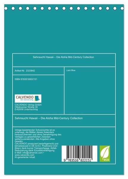 Produktbild: Sehnsucht Hawaii &ndash; Die Aloha Mid-Century Collection (Tischkalender 2027 DIN A5 hoch), CALVENDO Monatskalender
