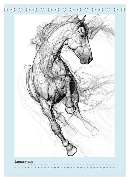 Produktbild: Sketchy Power Horses (Desk Calendar 2026 DIN A5 portrait), CALVENDO 12 Month DeskCalendar