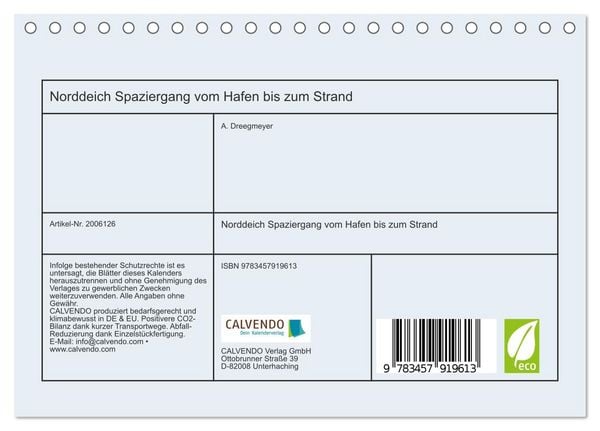 Produktbild: Norddeich Spaziergang vom Hafen bis zum Strand (Tischkalender 2026 DIN A5 quer), CALVENDO Monatskalender