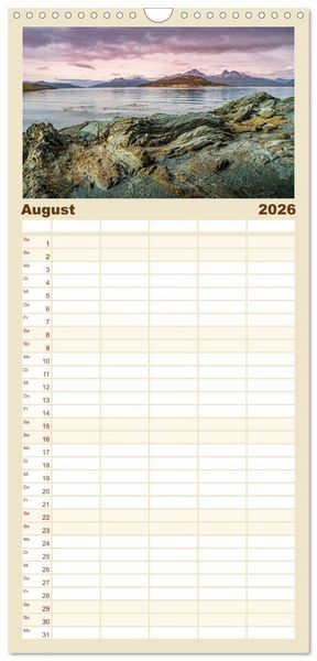 Produktbild: Familienplaner 2026 - Patagonien, Tierra del Fuego: Am Rand der Welt mit 5 Spalten (Wandkalender, 21 x 45 cm) CALVENDO