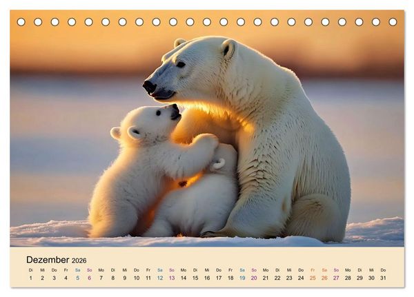 Produktbild: Tierkinder in Eis und Schnee (Tischkalender 2026 DIN A5 quer), CALVENDO Monatskalender